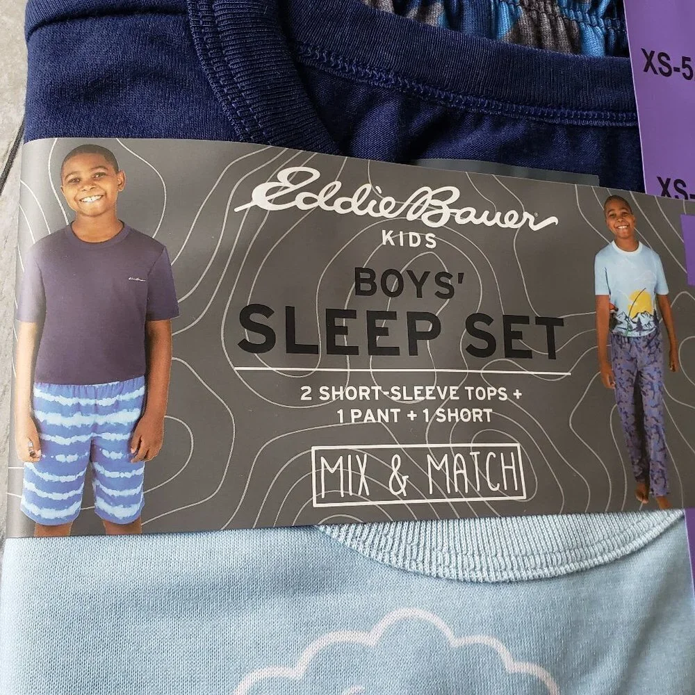 NWT - Eddie Bauer Boys 4-Piece Mix & Match Sleep Set (XS 5/6)